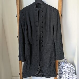 Kenneth Cole Black Jacquard Trench Coat / Long Blazer - Size 4